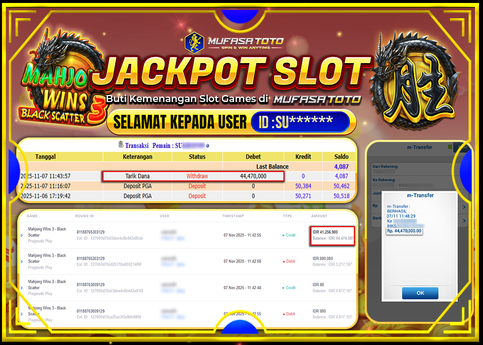 MUFASATOTO JACKPOT PRAGMATIC PLAY Rp.44.470.000|LUNAS